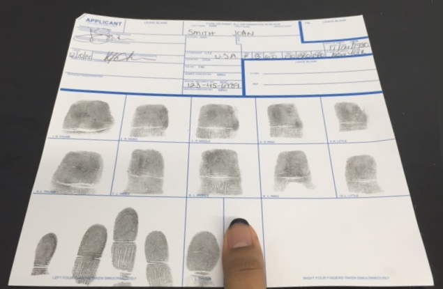 Inked Fingerprint Card